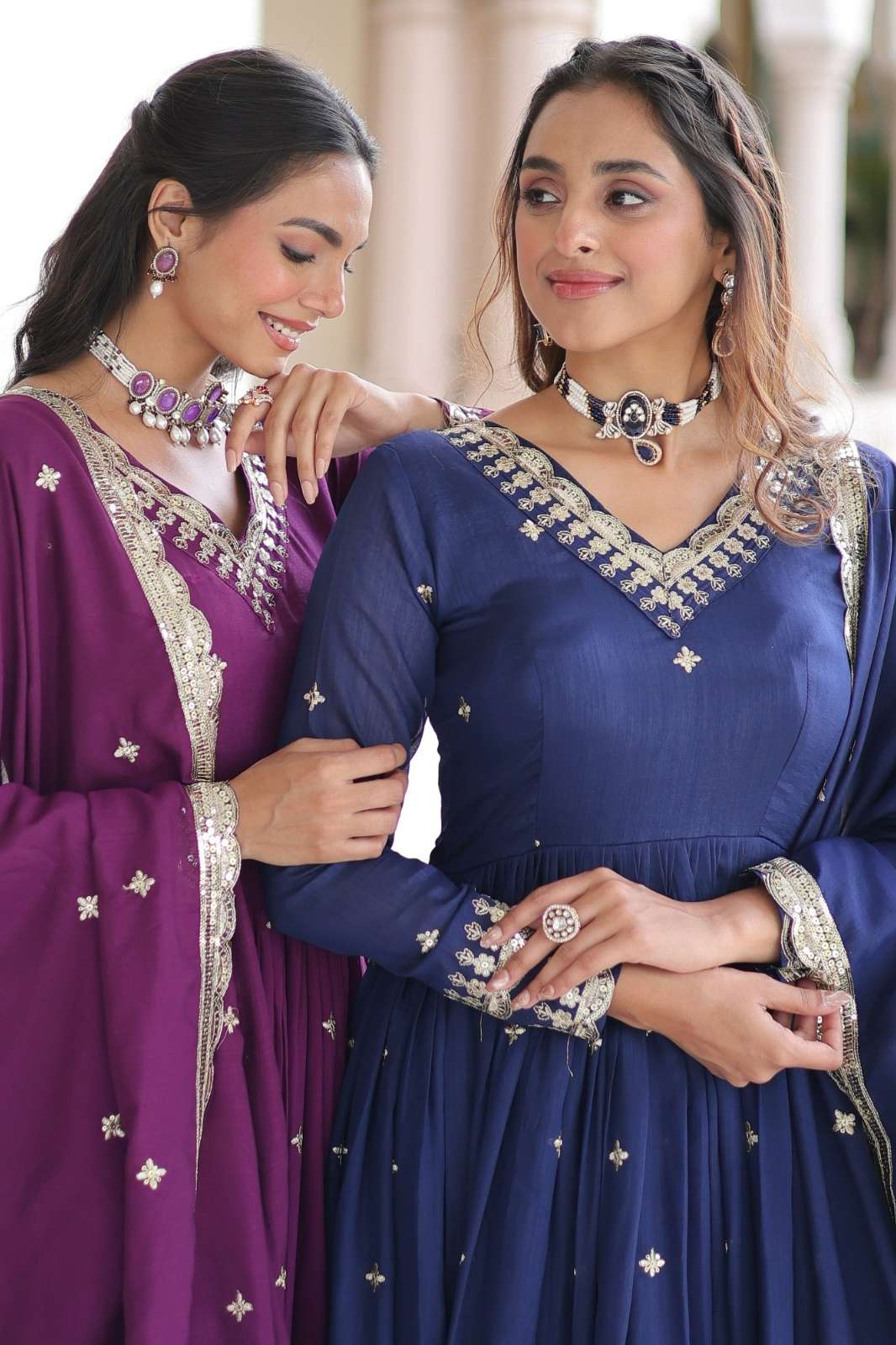 Fashionbazar365 KA 1214 Vichitra Silk Ready to Wear Gown with Dupatta