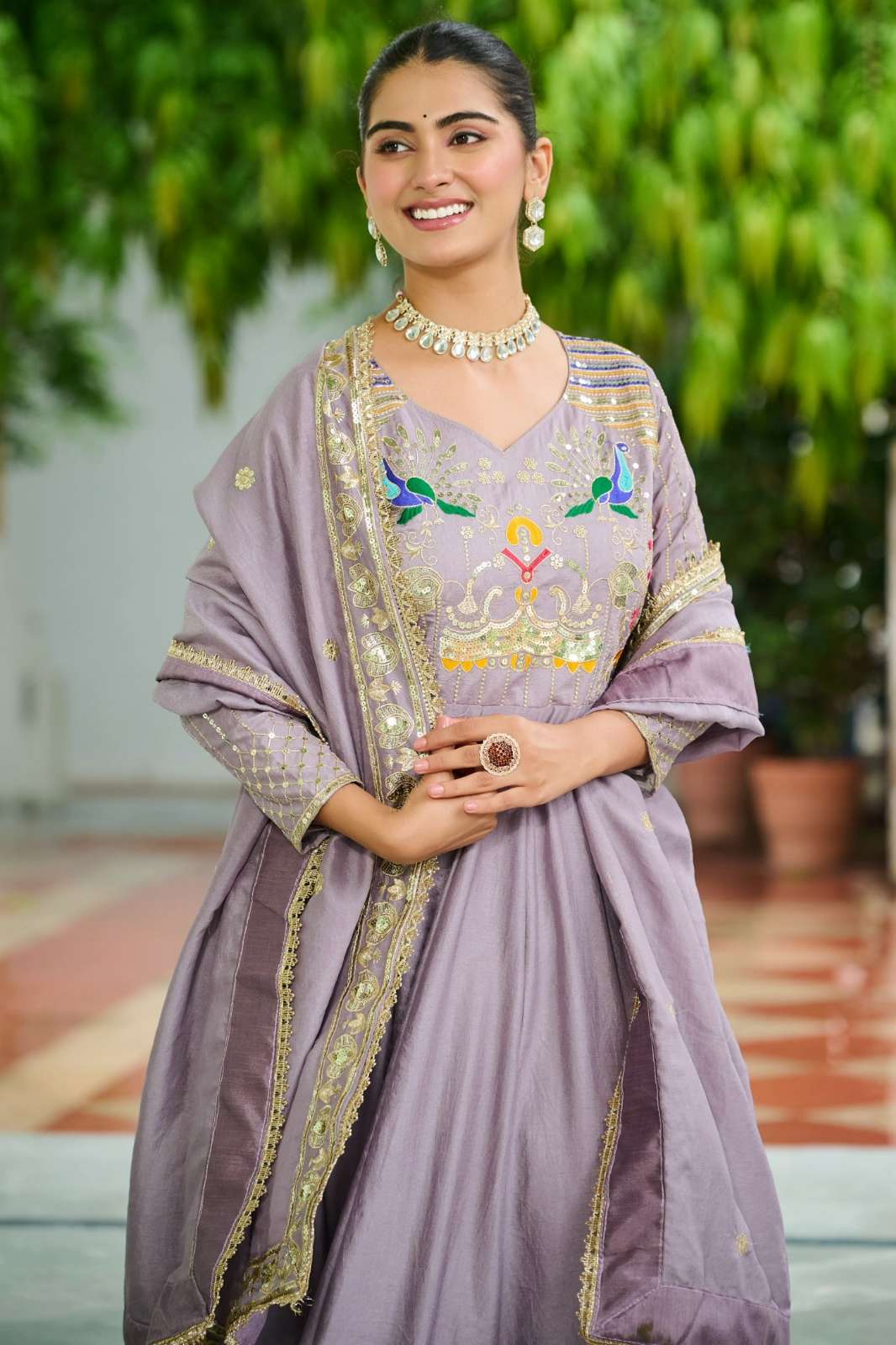 Fashionbazar365 LW 9299 Vichitra Silk Designer Gown with Dupatta