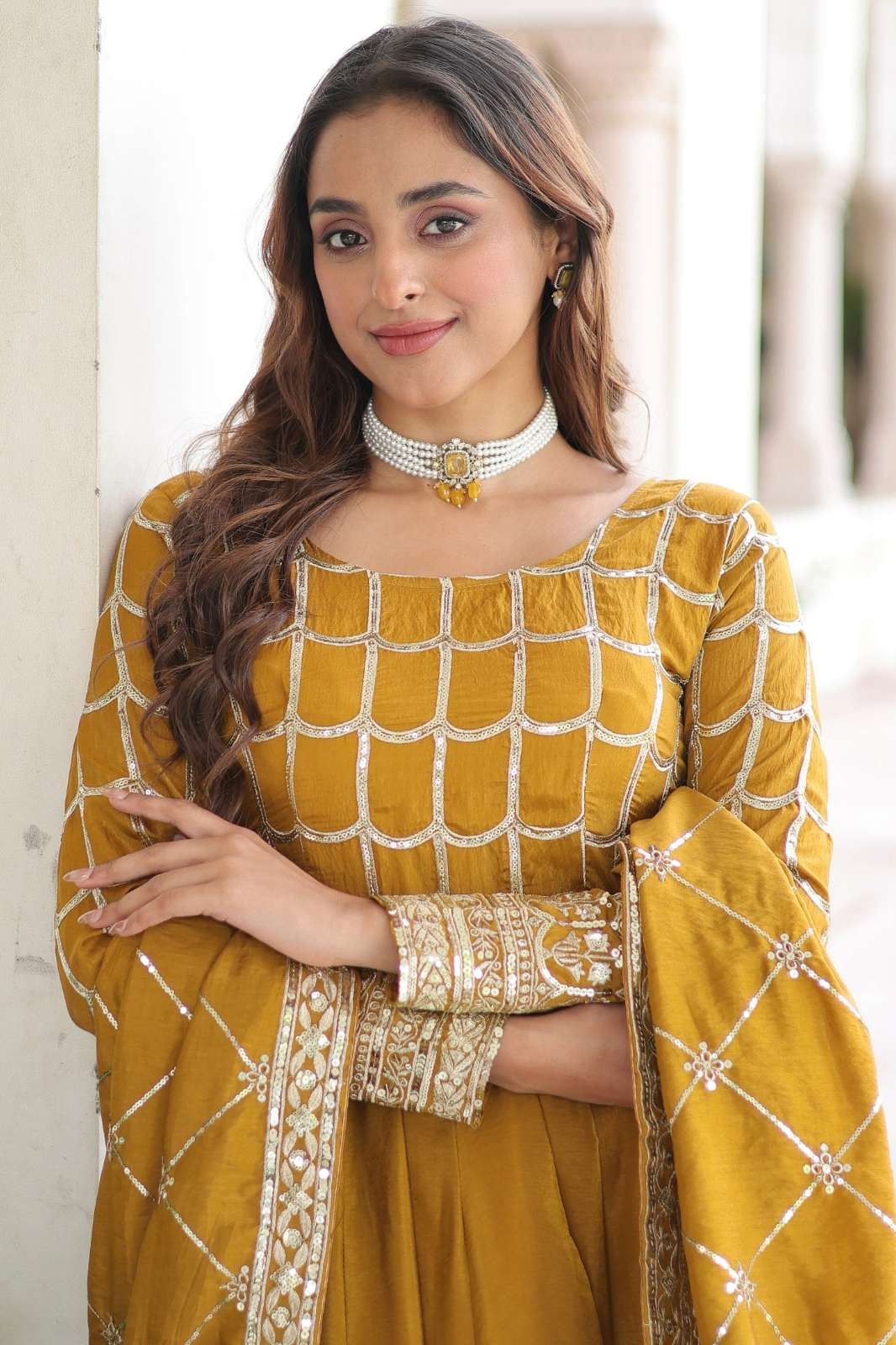 Fashionbazar365 LW 9304 NC Vichitra Designer Gown with Dupatta