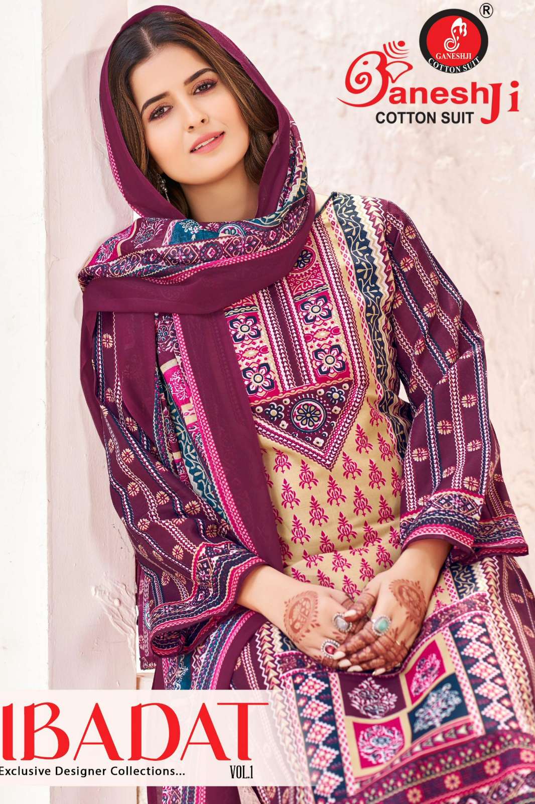 Ganeshji IBADAT VOL 01 100% Pure Cotton Printed Pakistani Suit