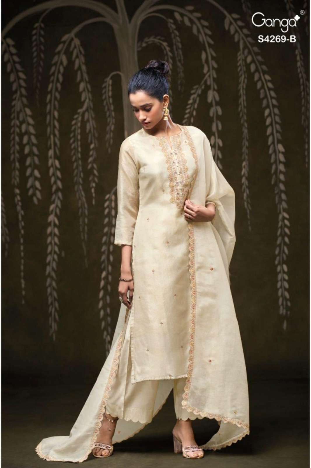 GANGA CAZRA 4269 LATEST COLLECTION PREMIUM QUALITY PURE BEMBERG SILK SUIT SET