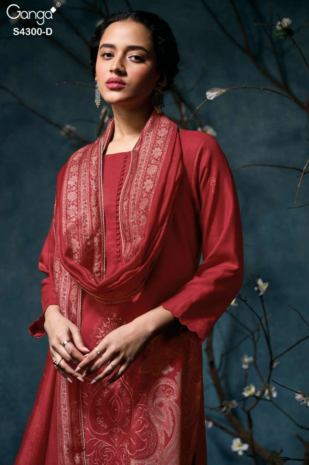 GANGA ROSALYN S4300 PREMIUM PASHMINA HAND EMBROIDERED SUIT 