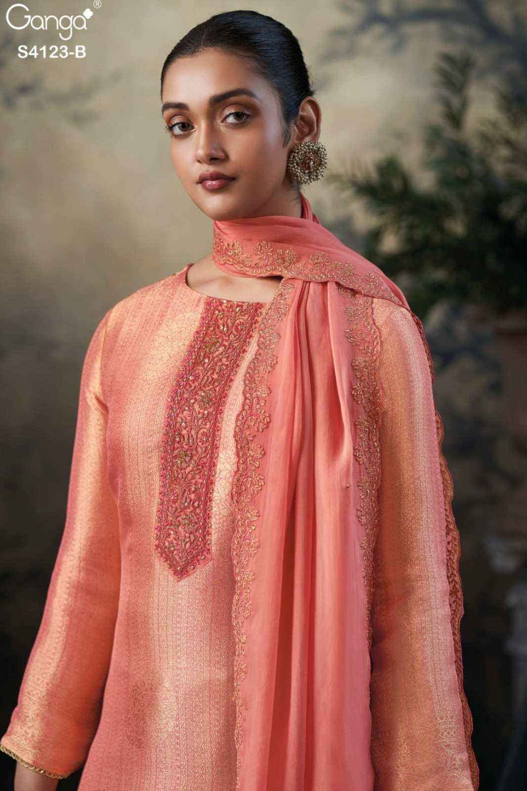 GANGA YASIRA S4123 PREMIUM BEMBERG SILK EMBROIDERED SUIT 