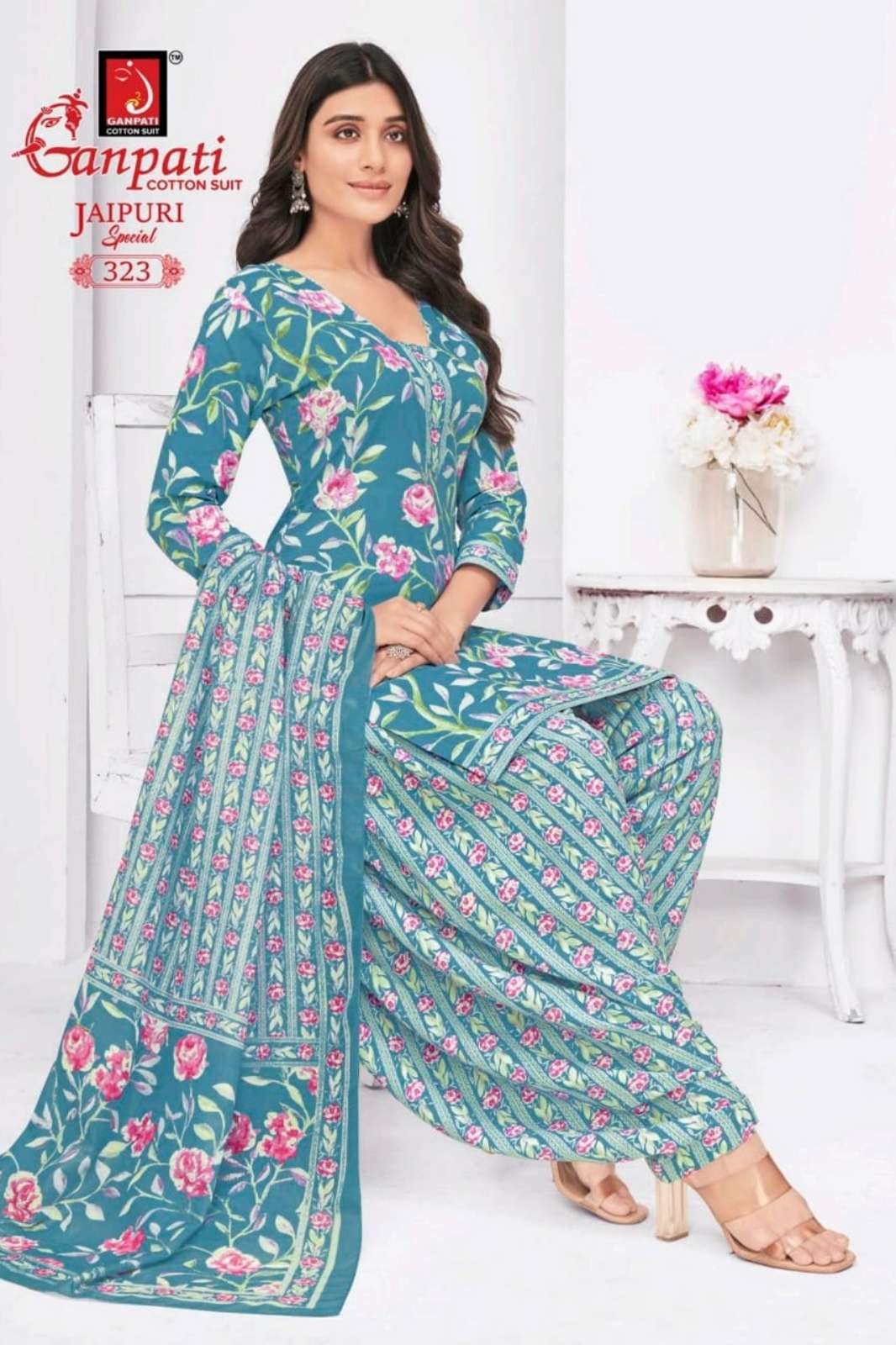 Ganpati Jaipuri Special Patiyala Vo 15 Beautiful Printed Pure Cotton Suits