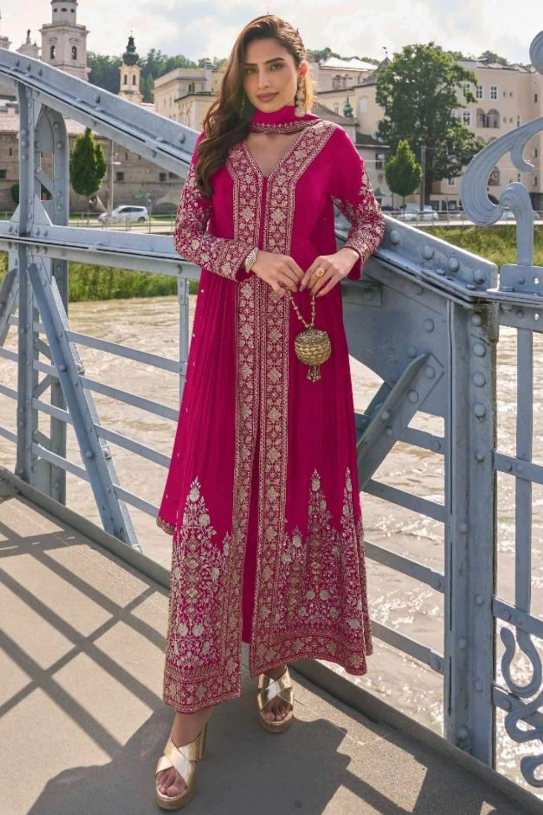 Gulkayra FIZA Ready to Wear Embroidered Real Chinon Front Slit long Suit 