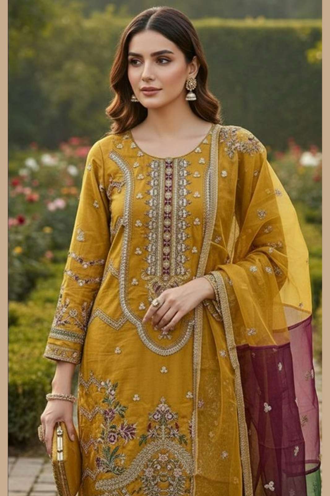 Hoor Tex HF 199 Heavy Organza Pakistani Style Suit