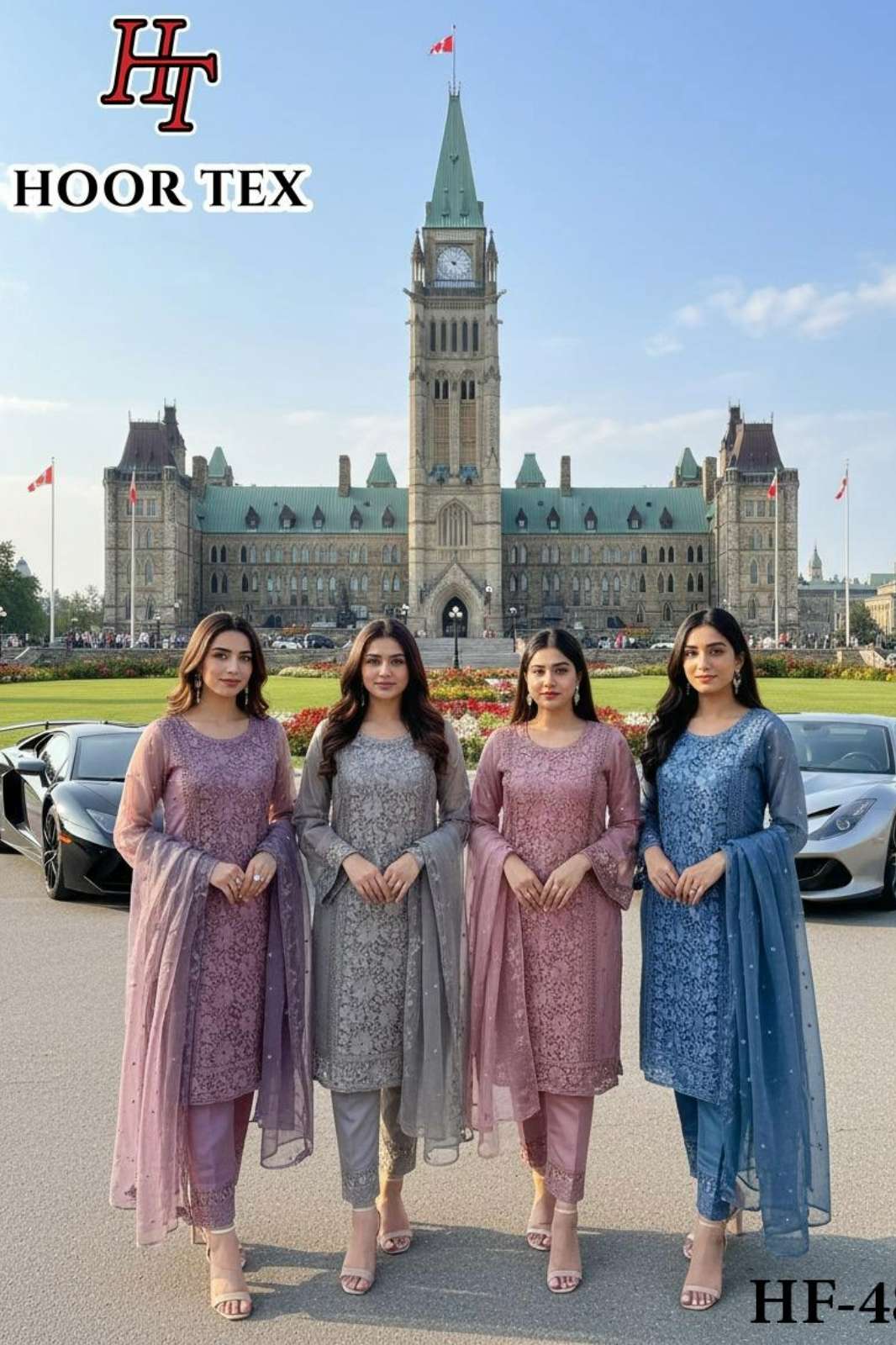 Hoor Tex HF 480 A To D Super Organza Designer Pakistani Salwar Suit