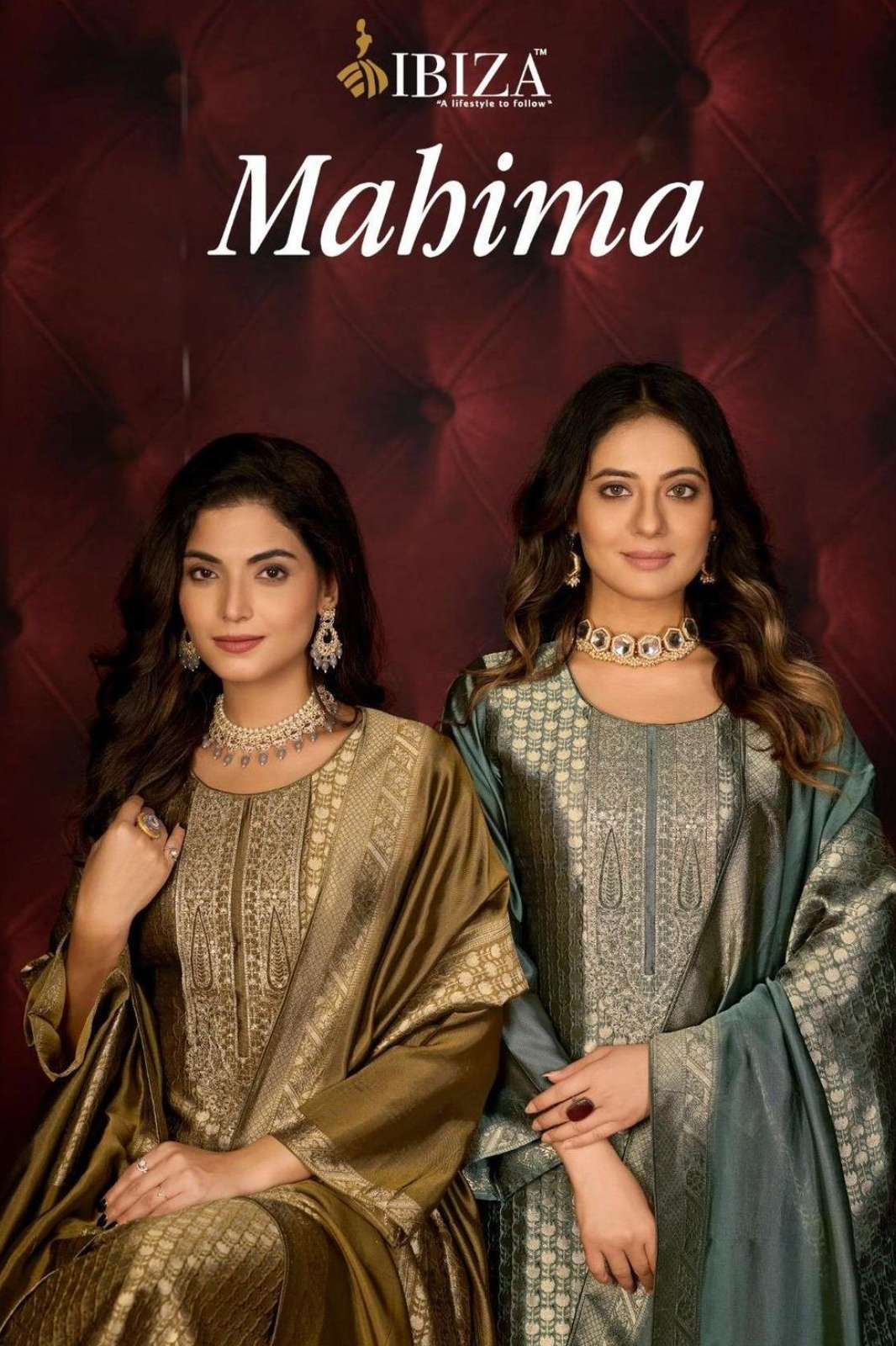 IBIZA MAHIMA EXCLUSIVE BANGLORY SILK JACQUARD SUIT WITH EMBROIDERY WORK FOR FESTIVE WEAR