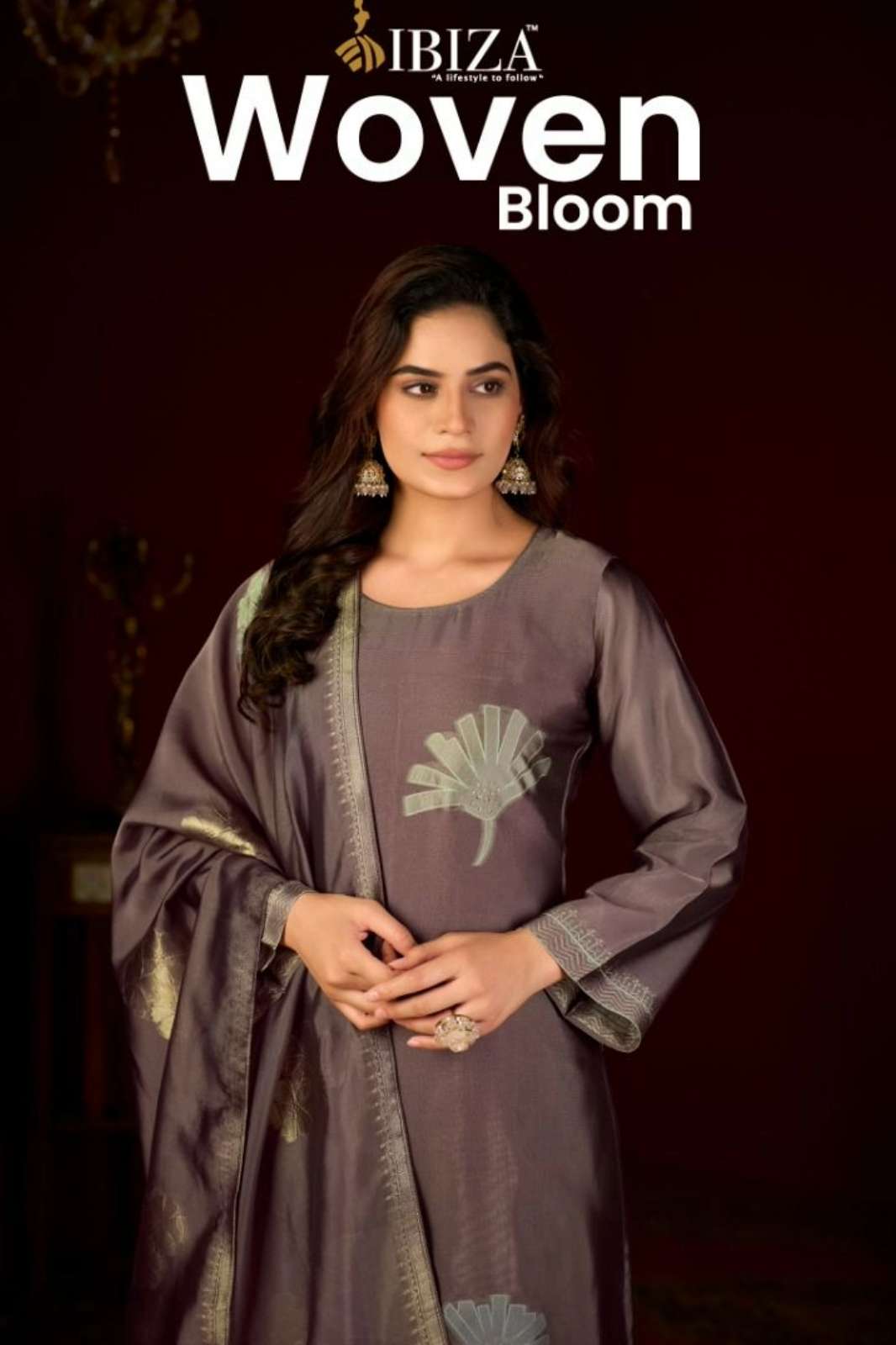 IBIZA WOVEN BLOOM PURE BANGLORY SILK JACQUARD SUIT WITH HANDWORK