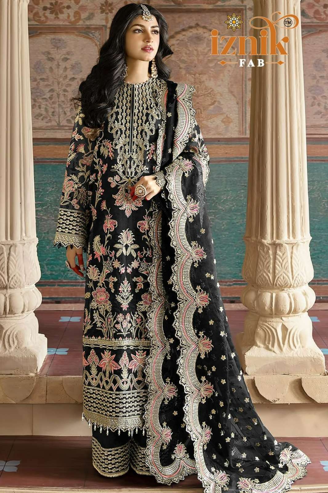 IZNIK FAB 303 Faux Georgette Pakistani Suit with Embroidery Work