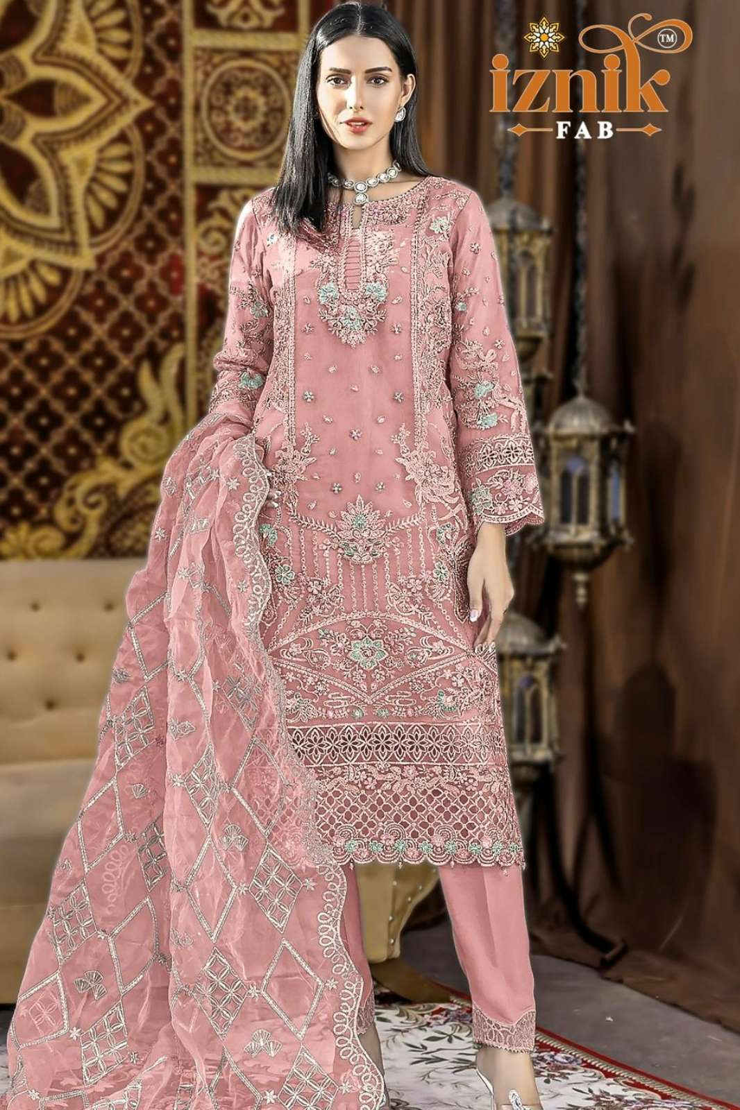 IZNIK FAB A 333 Chiffon Pakistani Suit with Embroidery Work