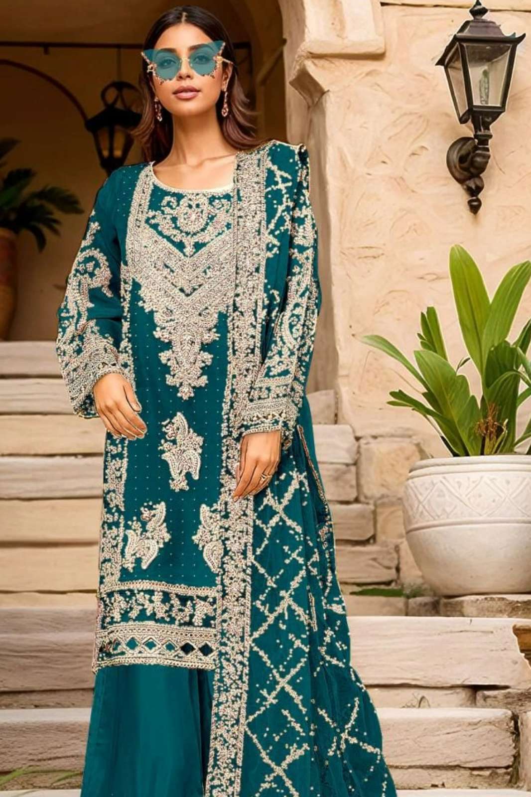 IZNIK FAB A 422 9000 Velvet Pakistani Suit with Embroidery & Zarkan Work