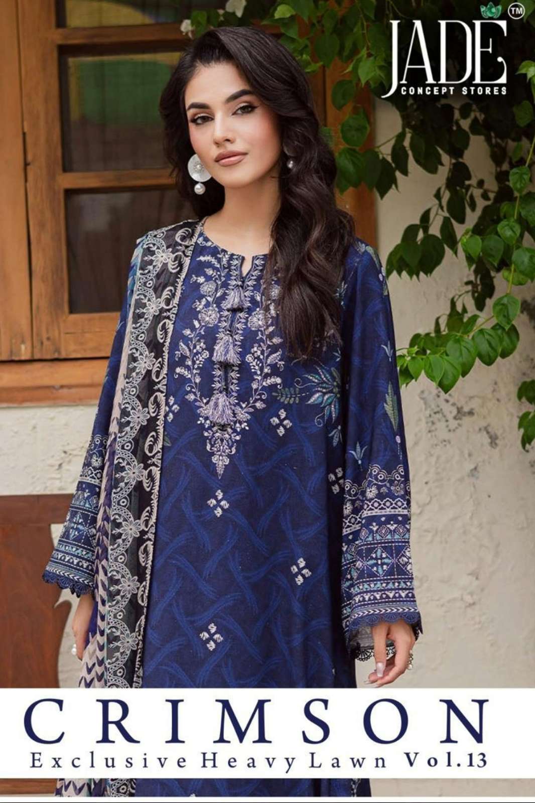 JADE CRIMSON VOL 13 PURE LAWN PRINTED PAKISTANI SUIT 