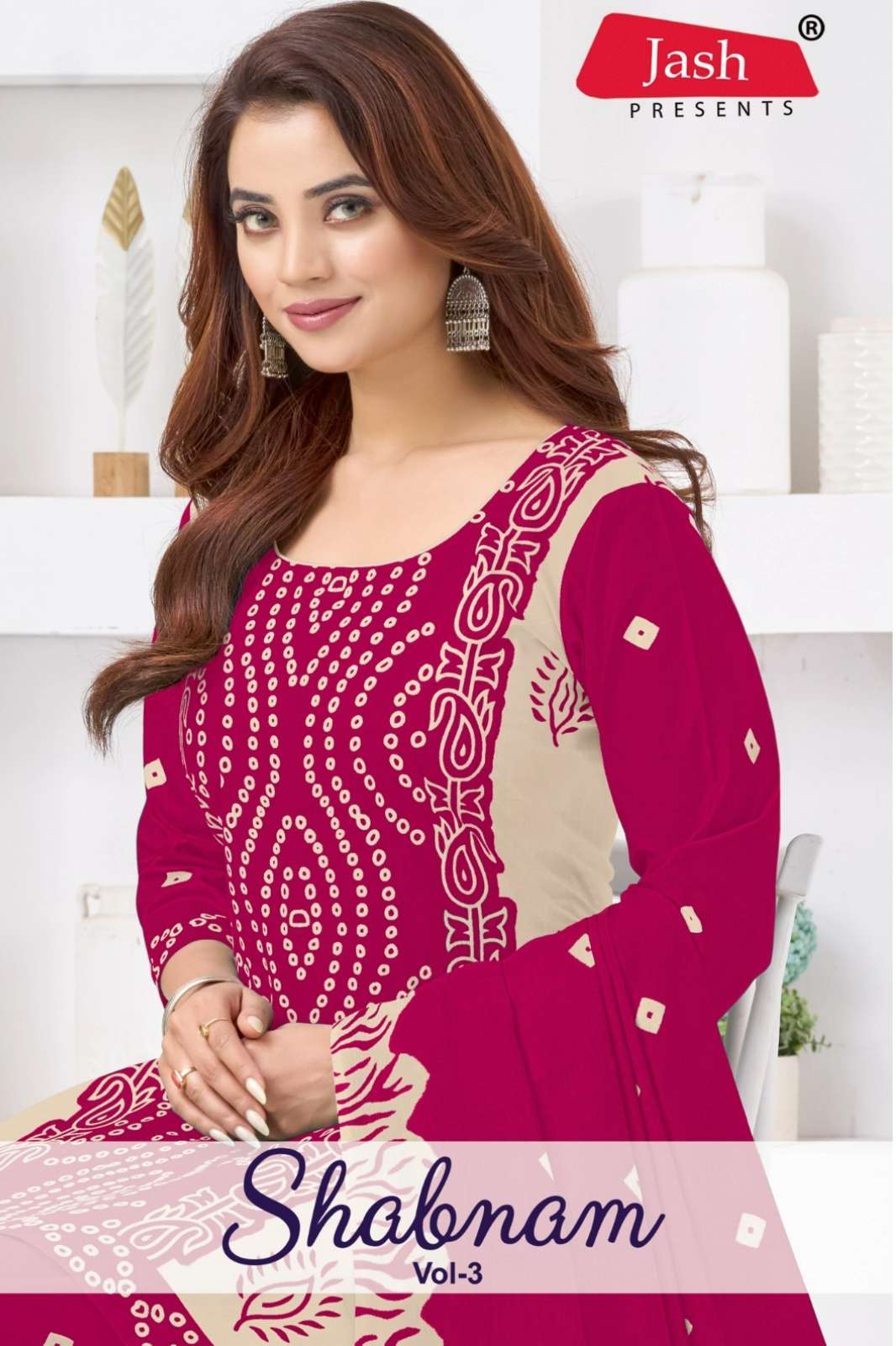 Jash SABNAM Vol 3 Beautiful Bandhani Printed Cotton Suit