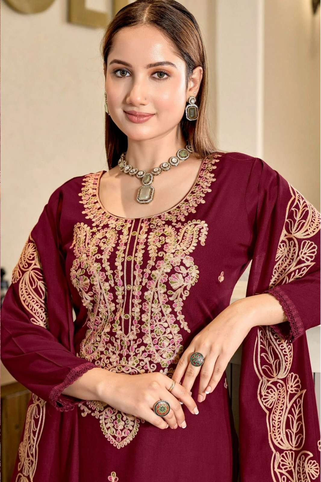 JT Textile ANGEL 6️ Rayon Fabric Embroidery Pakistani Suit