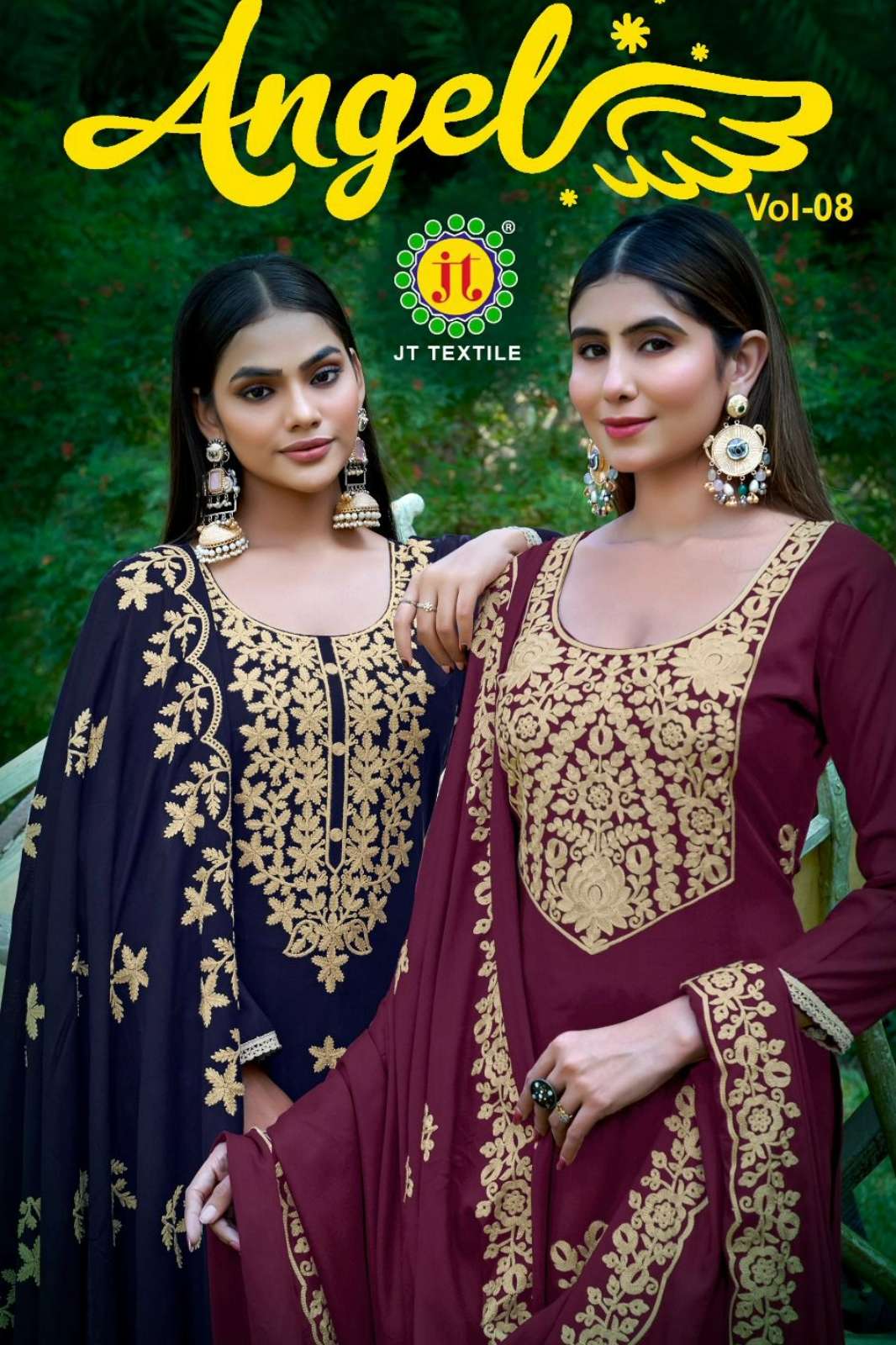 JT Textile ANGEL 8️ Rayon Fabric Embroidery Pakistani Suit