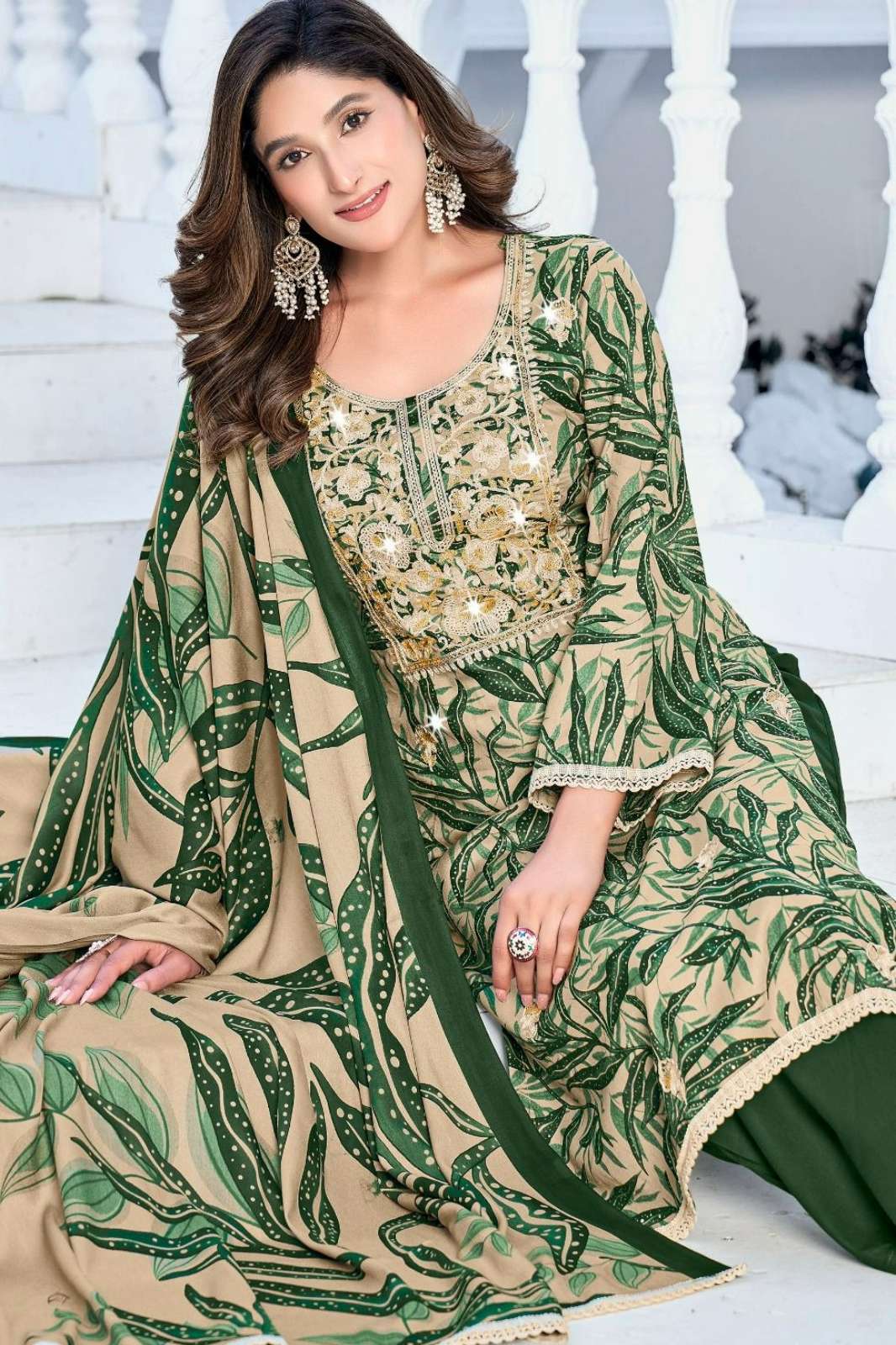 JT Textile BULBUL 10 Rayon Fabric Embroidery & Foil Printed Suit