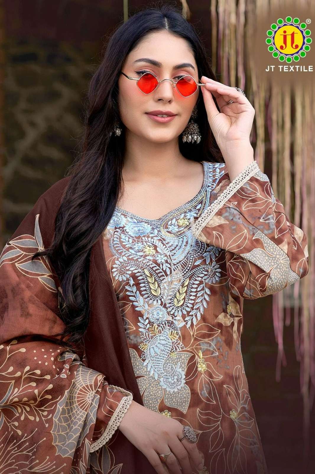 JT Textile BULBUL 9️ Rayon Fabric FoiI Print & Embroidery Pakistani Suit