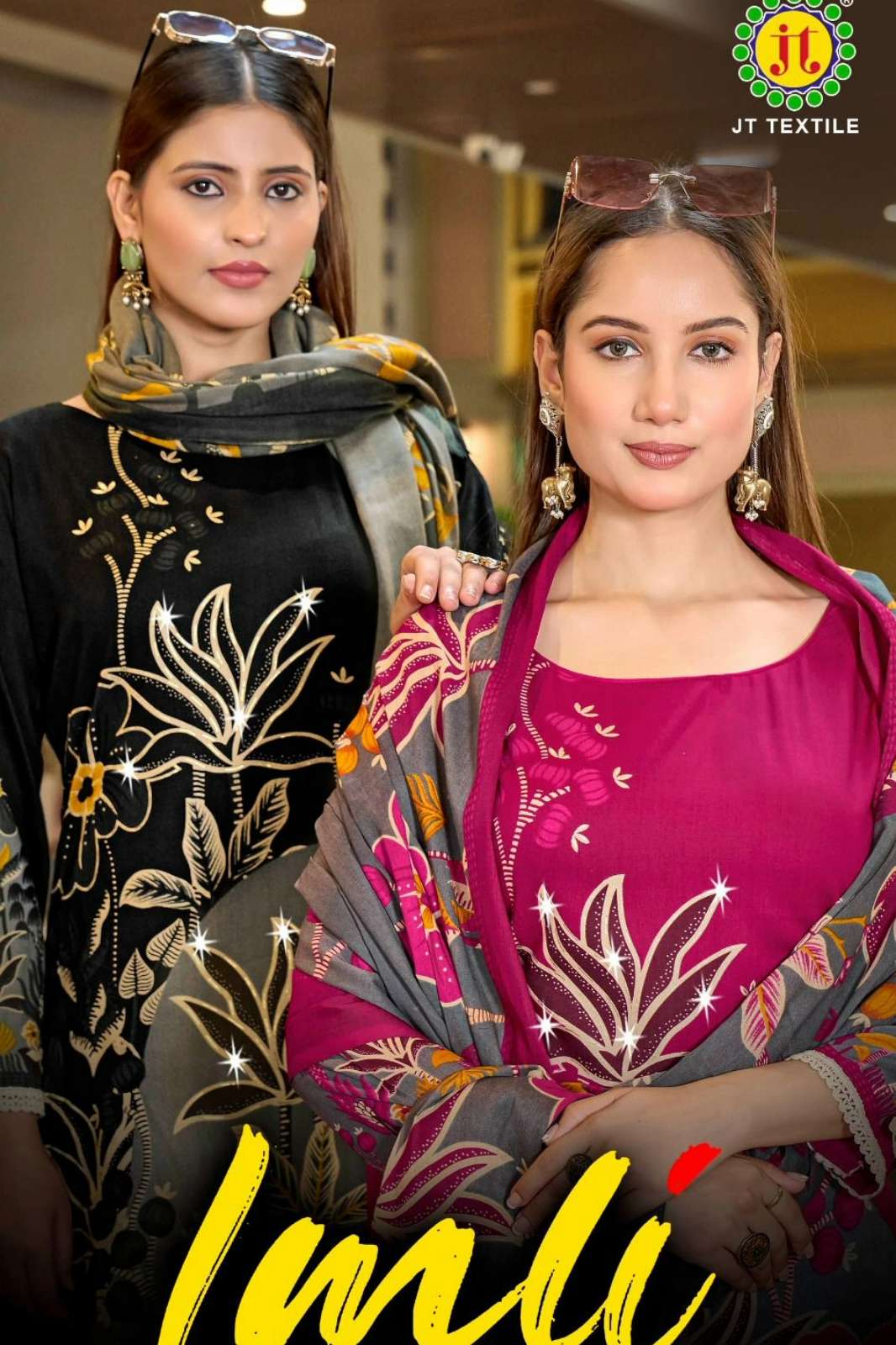 JT Textile lmli 2️ Beautiful Rayon Fabric Foil Printed Suit