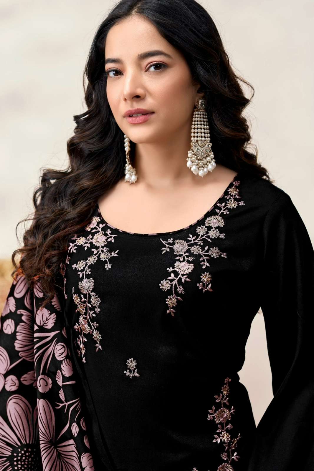 JT Textile Marigold 5️ Rayon Fabric Sequence & Embroidered Suit