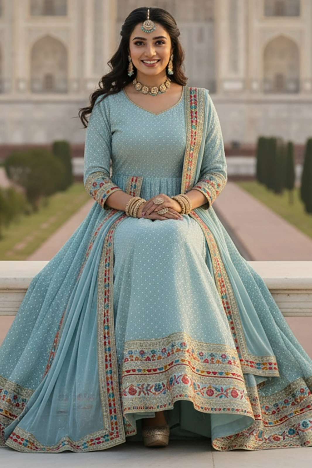 Kb Series KB 3307 3 COLOR ADDED Heavy Faux Georgette Anarkali Style Suit