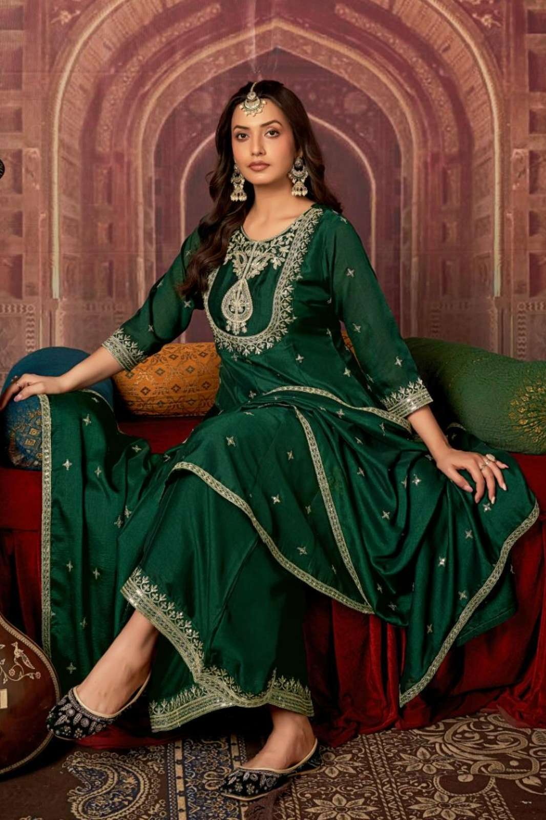 Ladies Flavour 3373 To 3375 FF Ready to Wear Vichitra Embroidered Suit