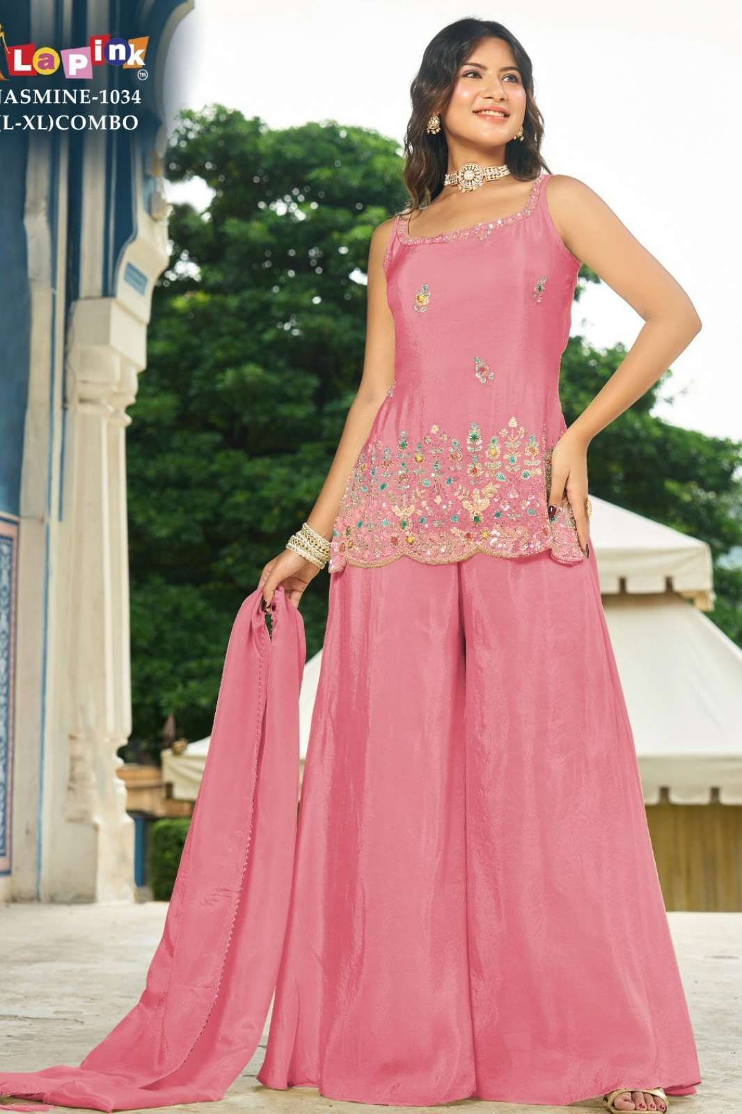 Lapink Chinon Designer Sharara Set with Dupatta
