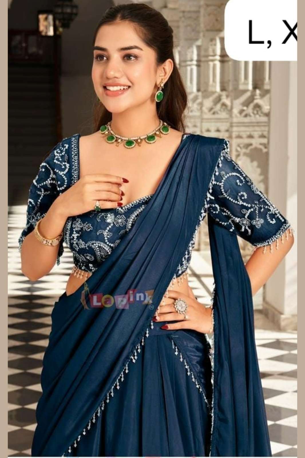 Lapink Designer Crape Designer Pre Drape Sarees