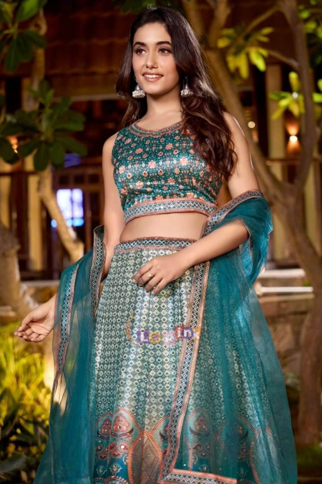 Lapink Dupion Silk Fancy Printed Light Weight Lehenga Set with Net Dupatta