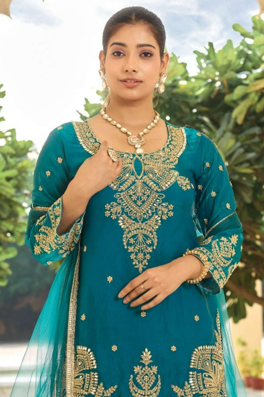 Lapink Fendi Designer Fancy Sharara Set with Net Dupatta