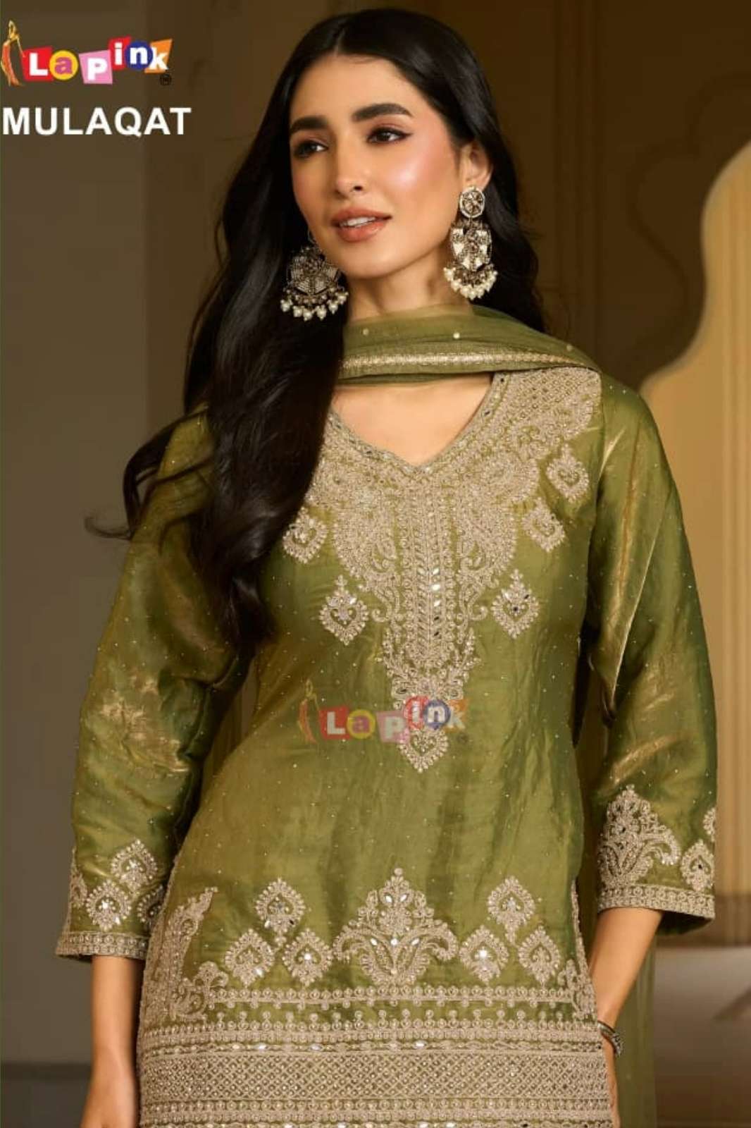 Lapink Fendi Designer Peplum with Skirt & Net Dupatta