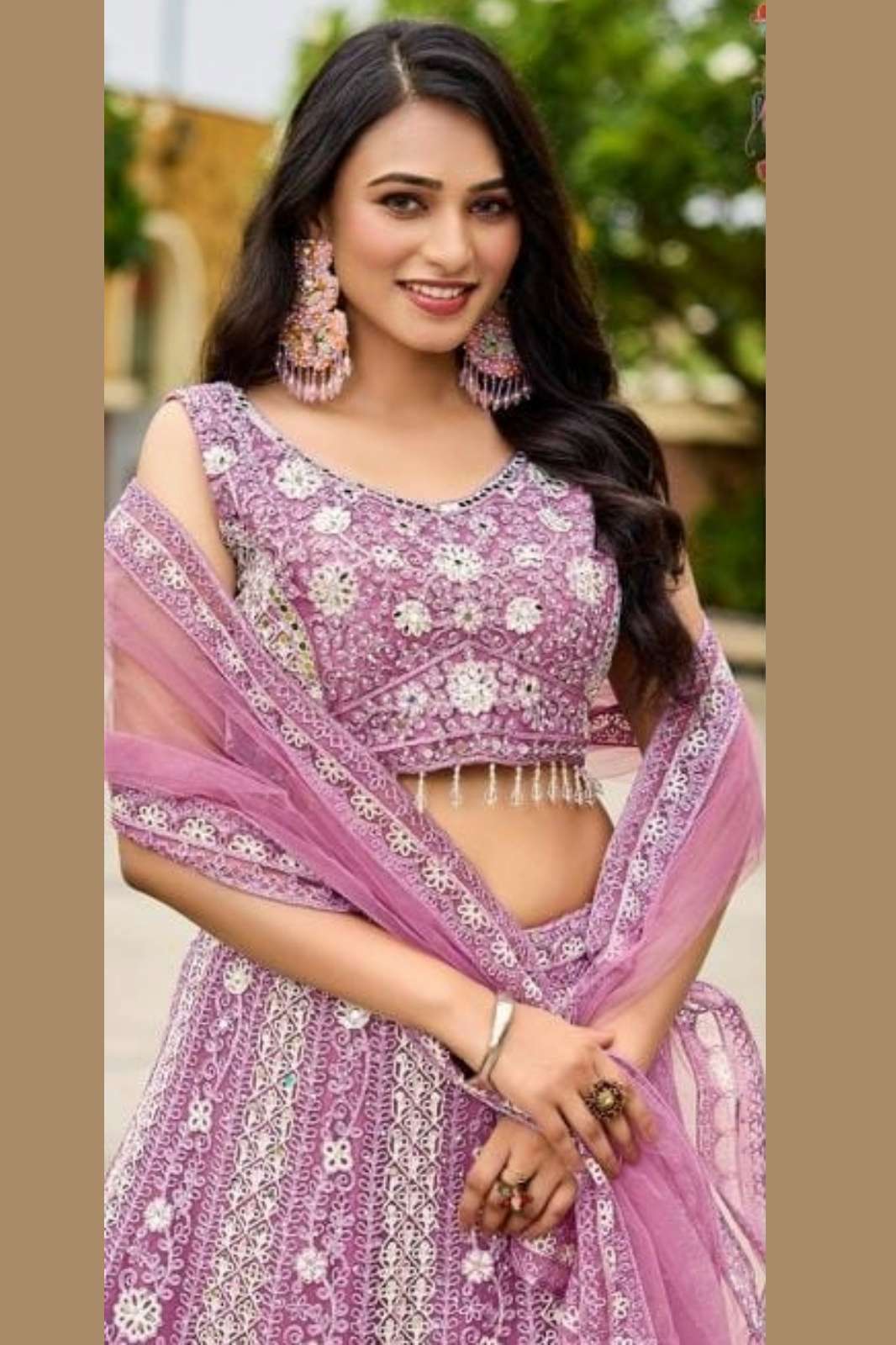 Lapink Net Designer Fancy Crop Top with Net Dupatta