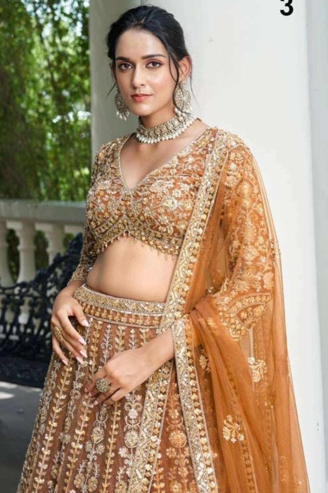 Lapink Net Designer Full Sleeves Lehenga Set with Net Dupatta