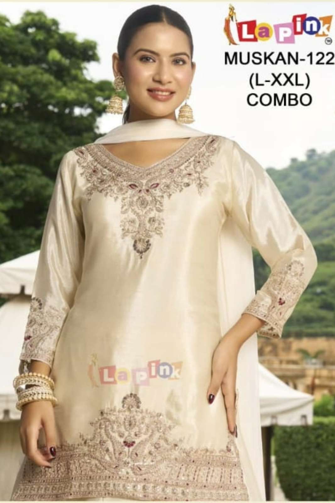 Lapink Party Wear Chinon Designer Suit with Skirt & Dupatta