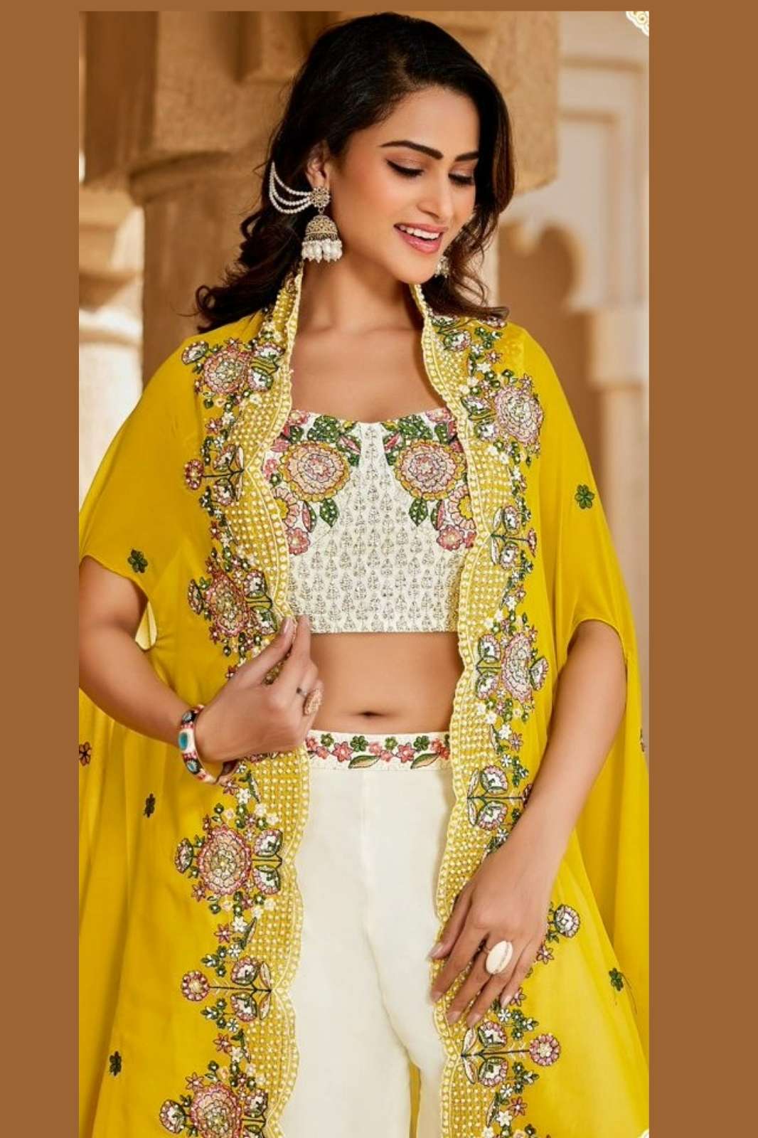 Lapink Party Wear Viscose Designer Divider Set with Cape 