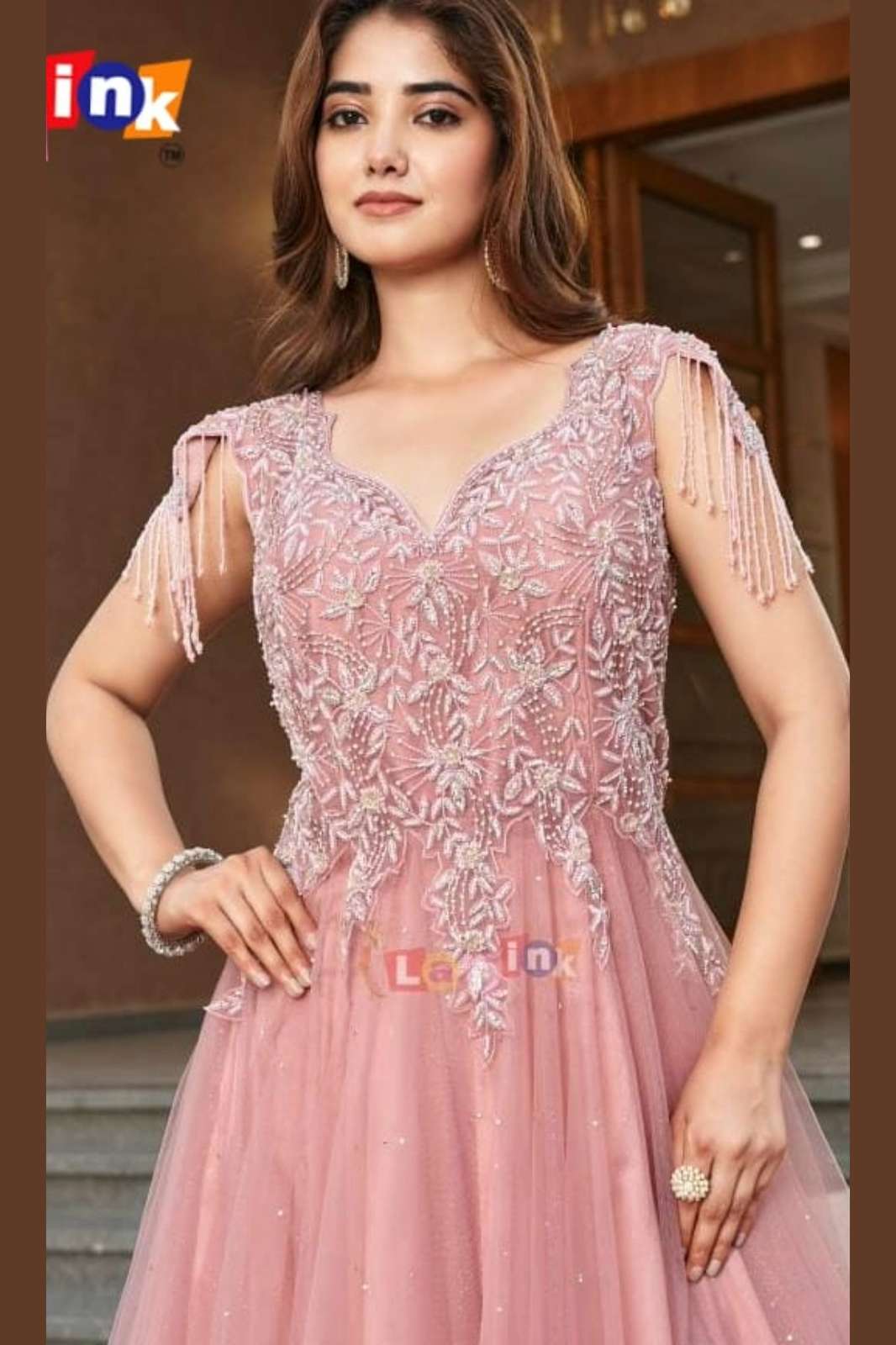 Lapink Ready to Wear Net Designer Party Wear One Piece Gown