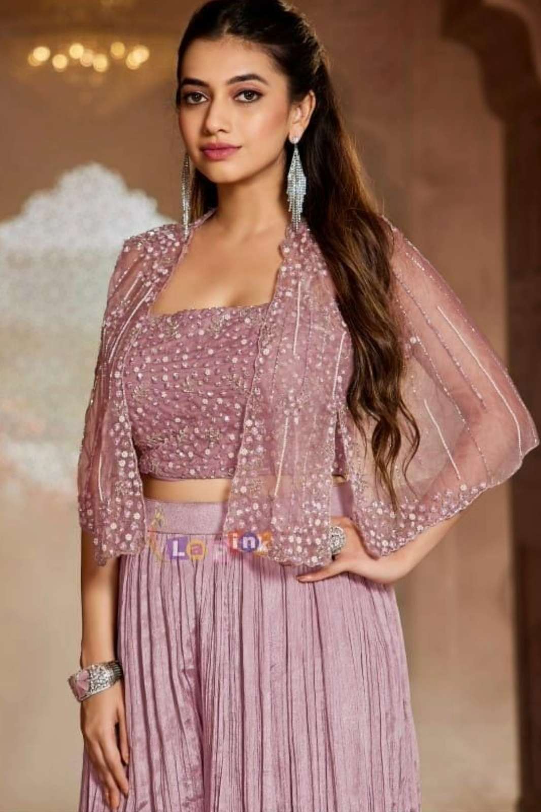 Lapink Ready to Wear Silk Designer Divider Set with Cape