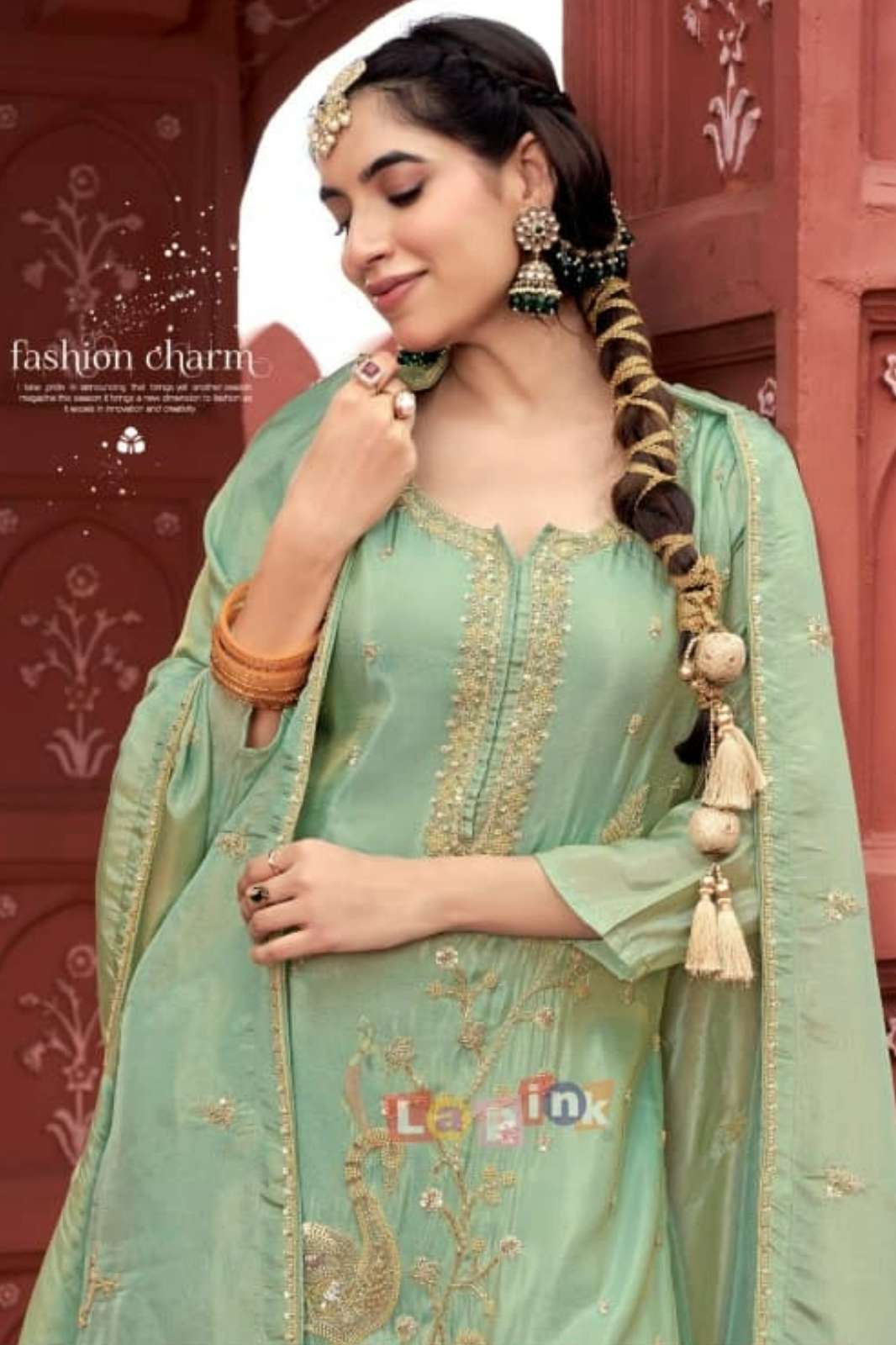 Lapink Shimmar Fancy Designer Sharara Set with Dupatta