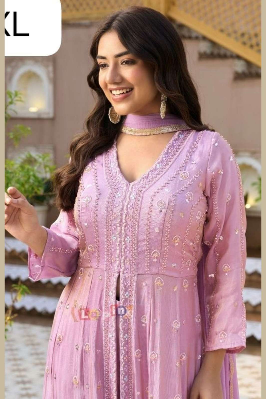 Lapink Shimmer Designer Center Cut with Pant & Dupatta