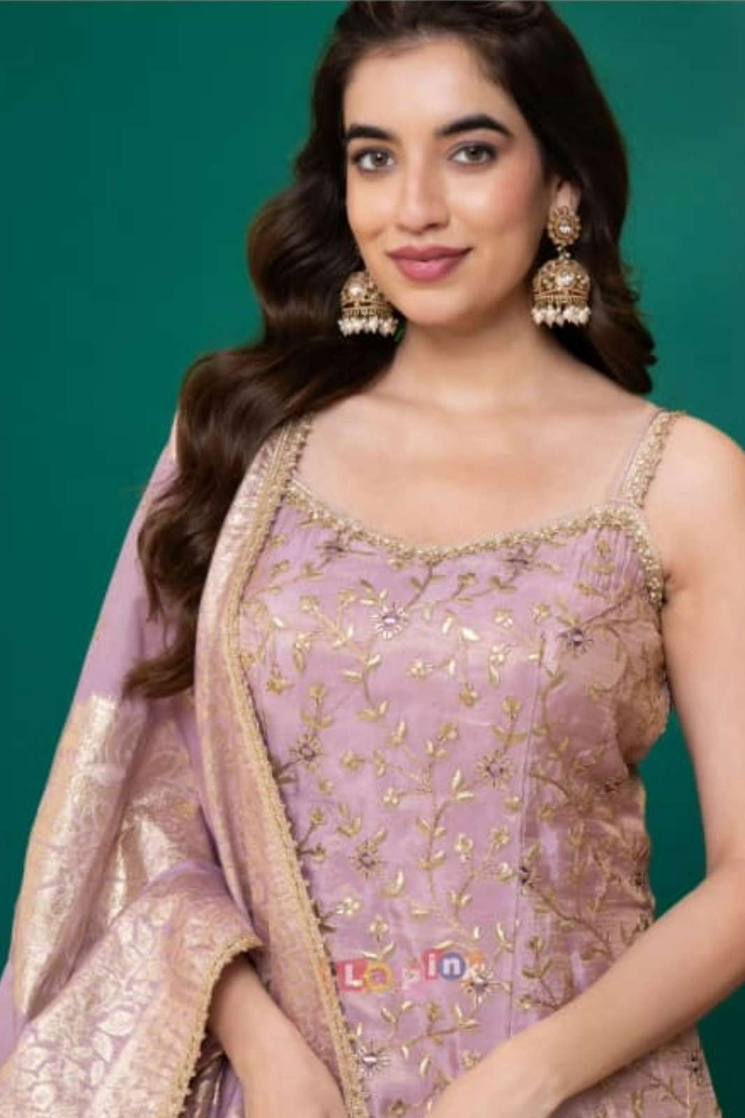 Lapink Shimmer Designer Sharara Set with jacquard Dupatta