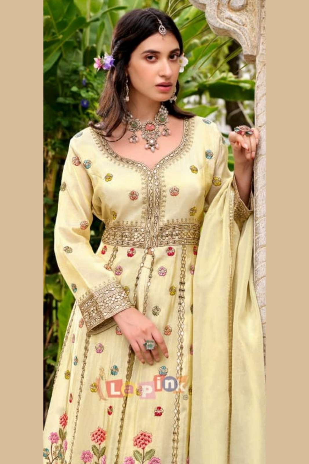 Lapink Shimmer Fancy Designer Centre Cut Top with Palazzo & Dupatta