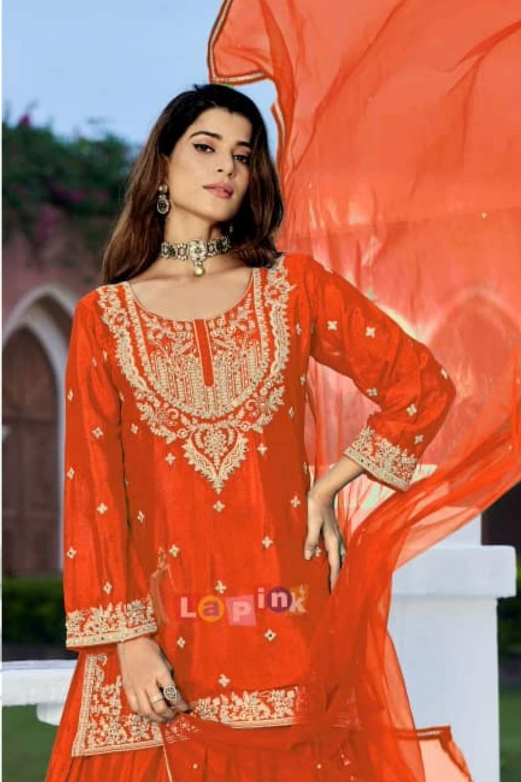 Lapink Silk Designer Short kurta with Skirt & Dupatta