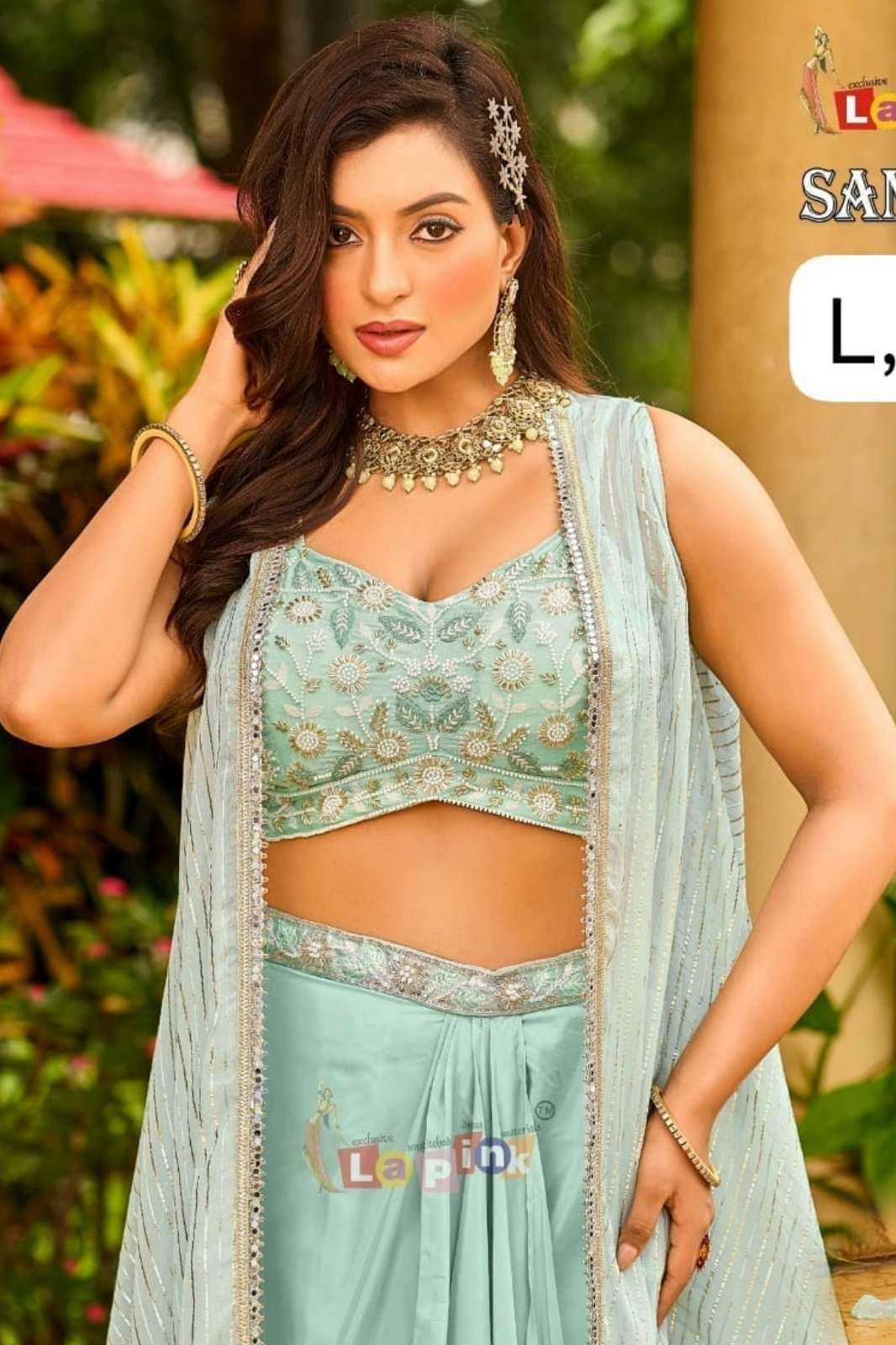 Lapink Silk Fancy Designer Three Piece with Drape Skirt