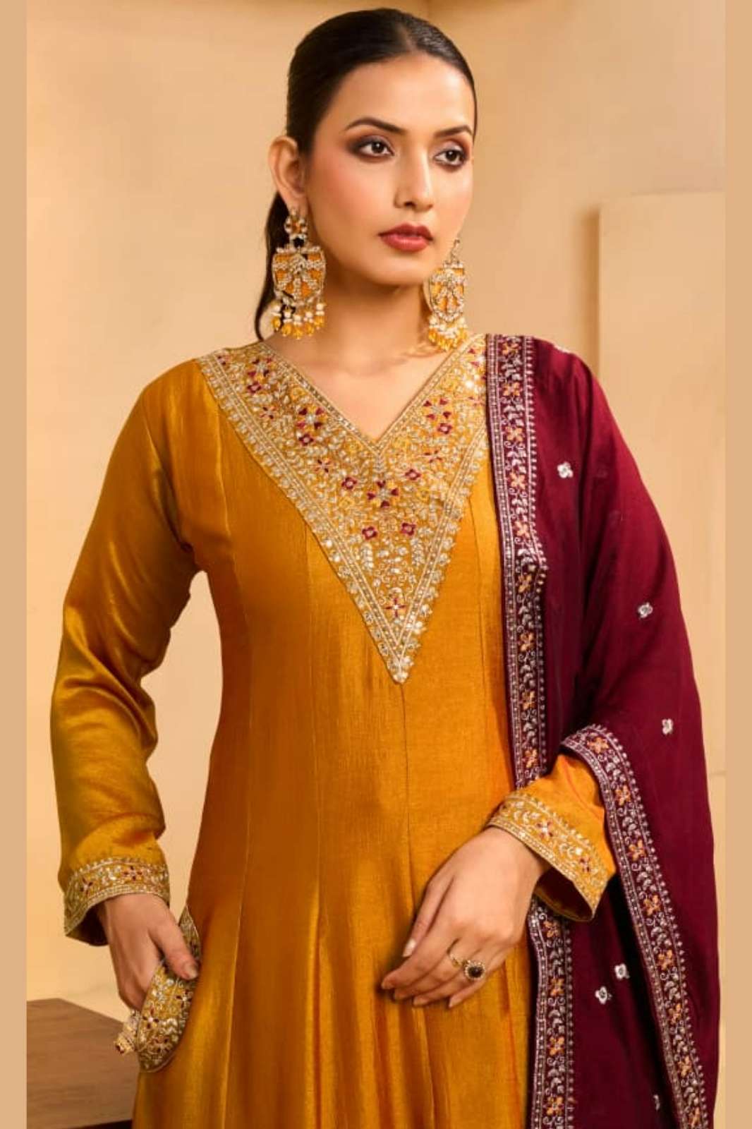 Lapink Vichitra Silk Designer Anarkali with Pant & Contact Dupatta