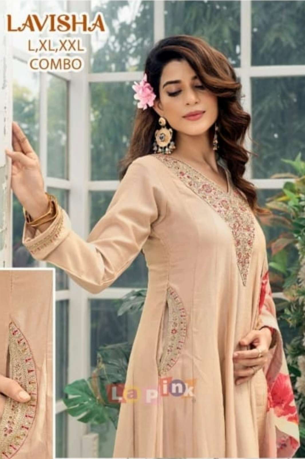 Lapink Vichitra Silk Fancy Anarkali with Pant & Printed Dupatta