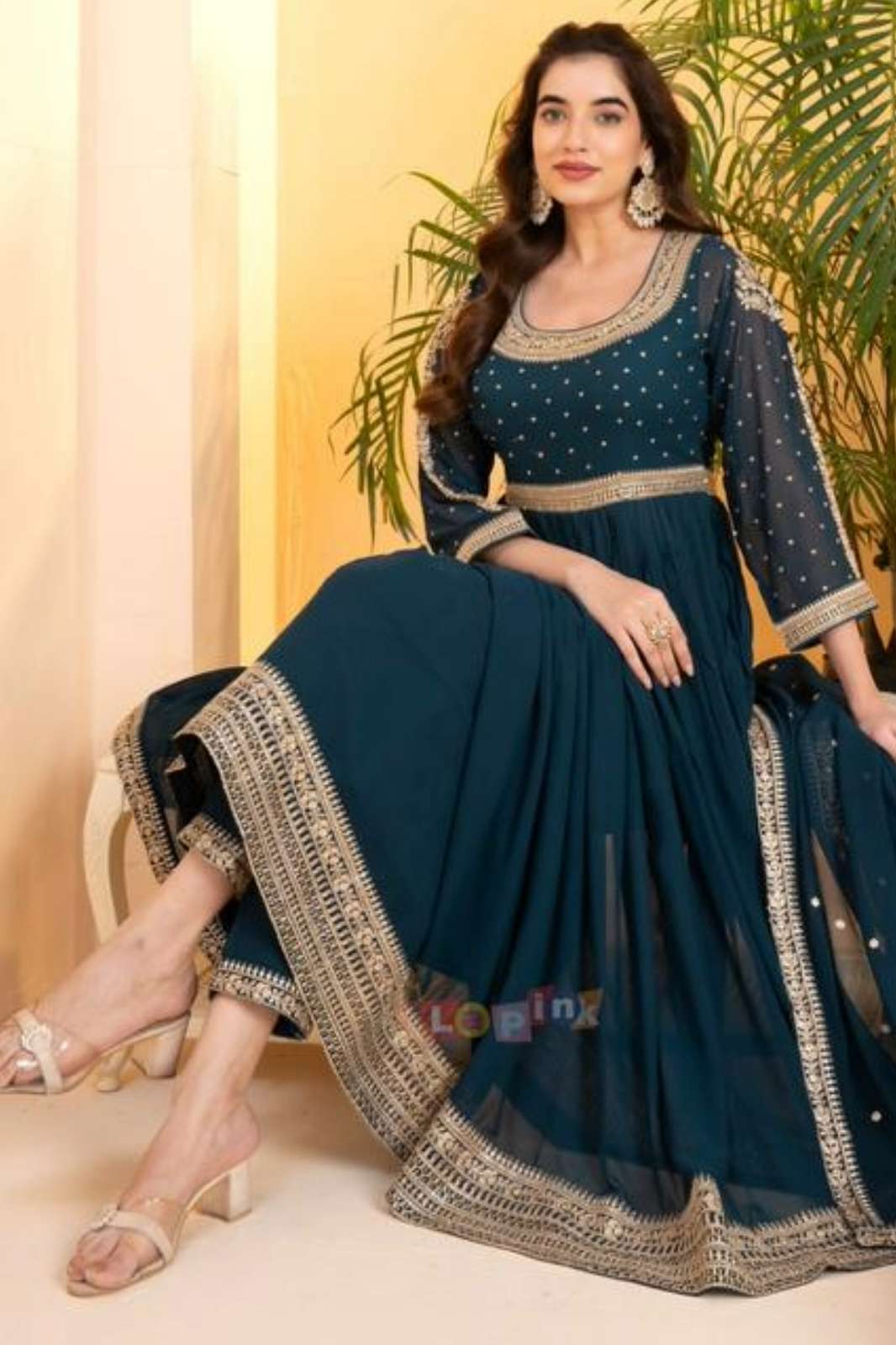 Lapink Viscose Designer Anarkali with Pant & Dupatta