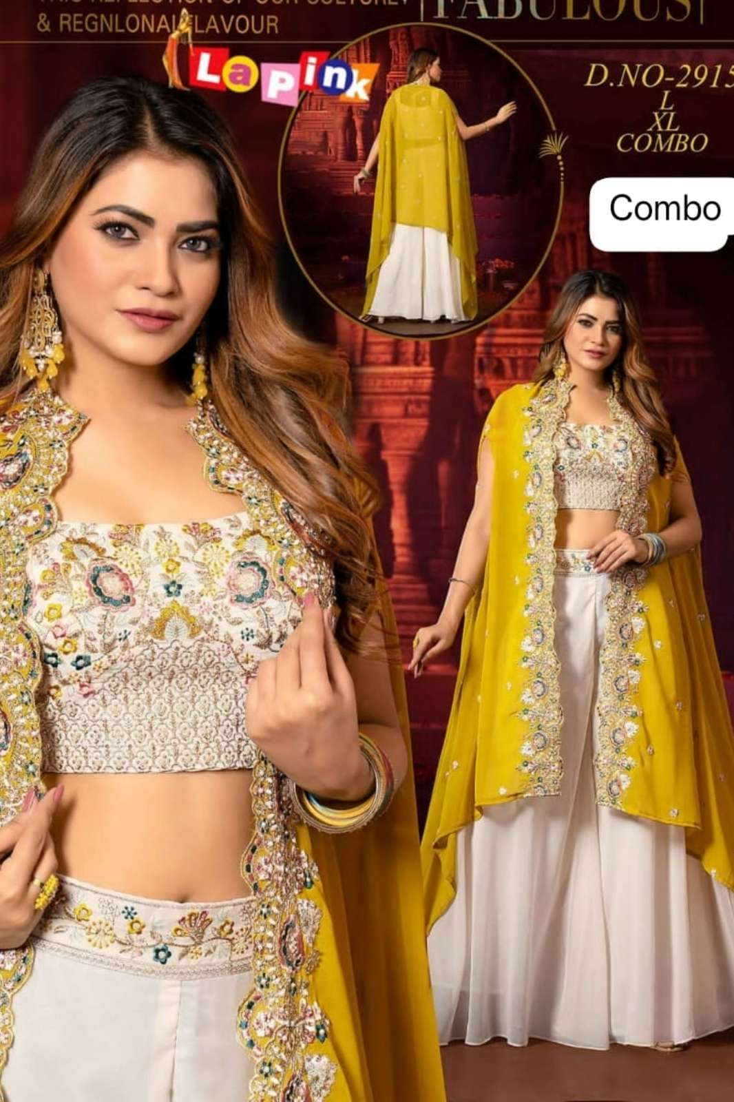 Lapink Viscose Designer Diviader Set with Jacket for Party Wear