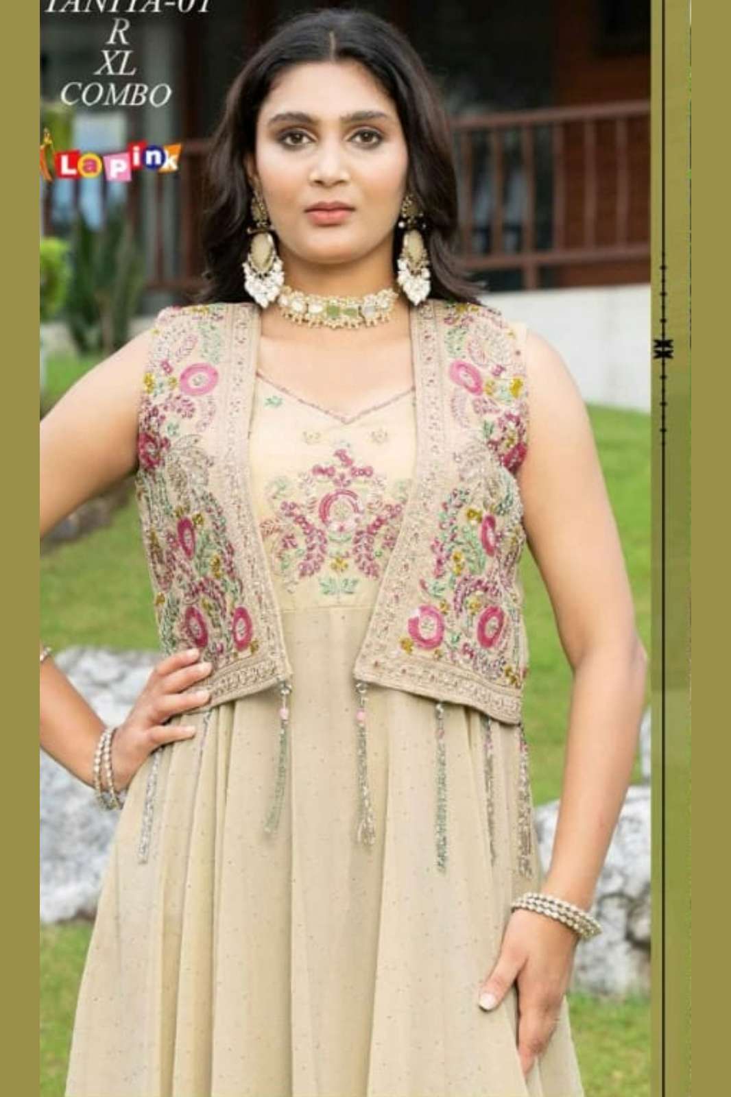 Lapink Viscose Designer One Piece with Short Jacket