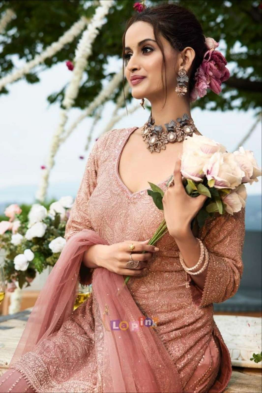 Lapink Viscose Designer Shaded Sharara Set with Net Dupatta