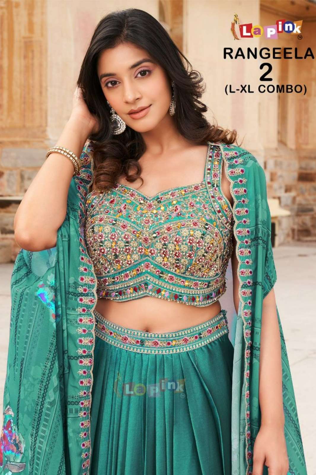 Lapink Viscose Designer Three Piece Set with Printed Cape